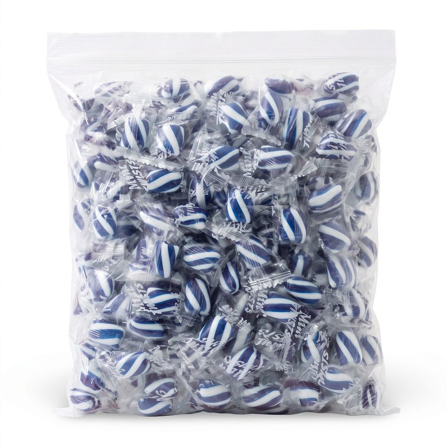 Nostalgic Hard Cylinder Candy Mix 2 lb Bags, Atkinson's Mint Twist |Dark Blue & White - Specialty Snack by Atkinson's