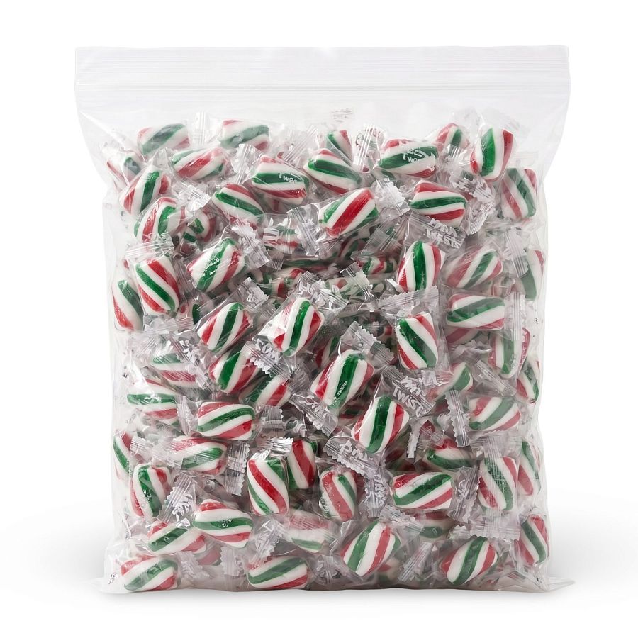 Nostalgic Hard Cylinder Candy Mix 2 lb Bags, Atkinson's Mint Twist |Red, Green, & White - Specialty Snack by Atkinson's