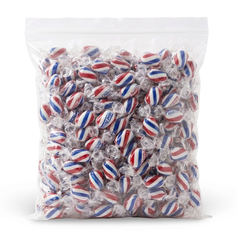 Nostalgic Hard Cylinder Candy Mix 2 lb Bags, Atkinson's Mint Twist |Red, White & Blue - Specialty Snack by Atkinson's