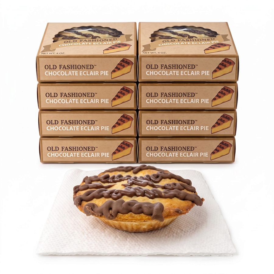 Old Fashioned 4" Mini Snack Pies, 8 Pack | Chocolate Eclair - Specialty Snack by Rise Baking Company