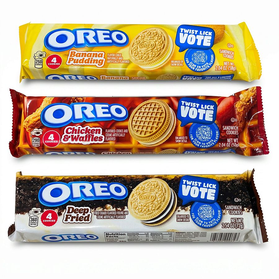 OREO Limited Edition Cookies, Banana Pudding, Deep Fried & Chicken & Waffles, 3-Sleeve Variety Pack - Specialty Snack by Oreo
