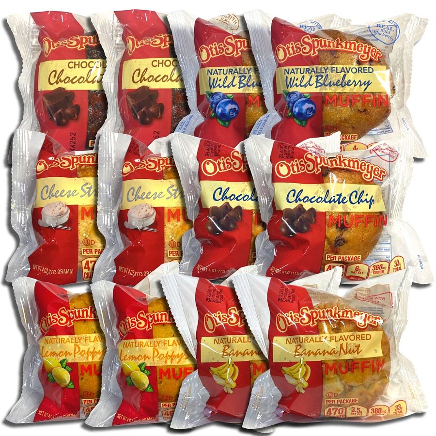 Otis Spunkmeyer Muffins 6 Flavor Variety: Chocolate Chocolate Chip, Blueberry, Lemon, Chocolate Chip, Cheese Streusel, Banana | 12 Pack - Specialty Snack by Otis Spunkmeyer
