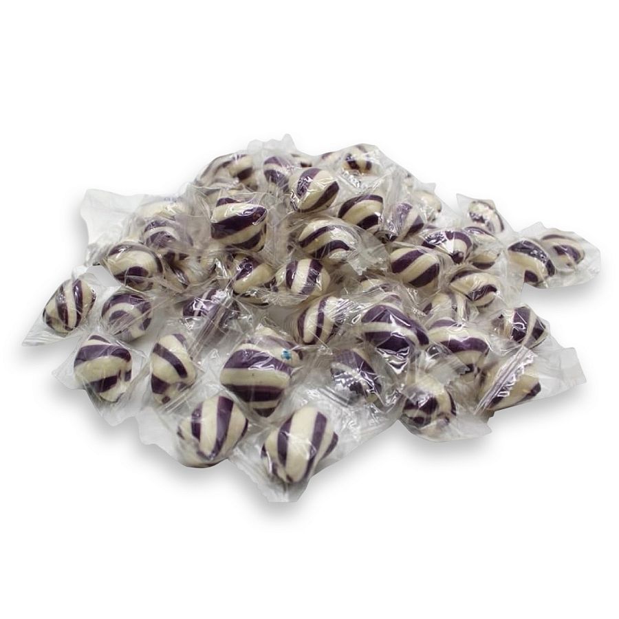 Purple & White Cylinder Shaped Grape Mint Candy Twists - 1 lbs. - Specialty Snack by Atkinson's