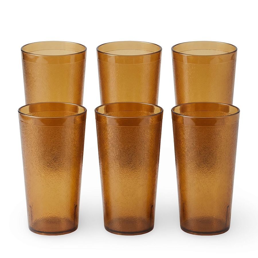 Retro Casual Restaurant Tumblers – 6 Pack | Amber, 32 Ounce - Specialty Snack by Cambro