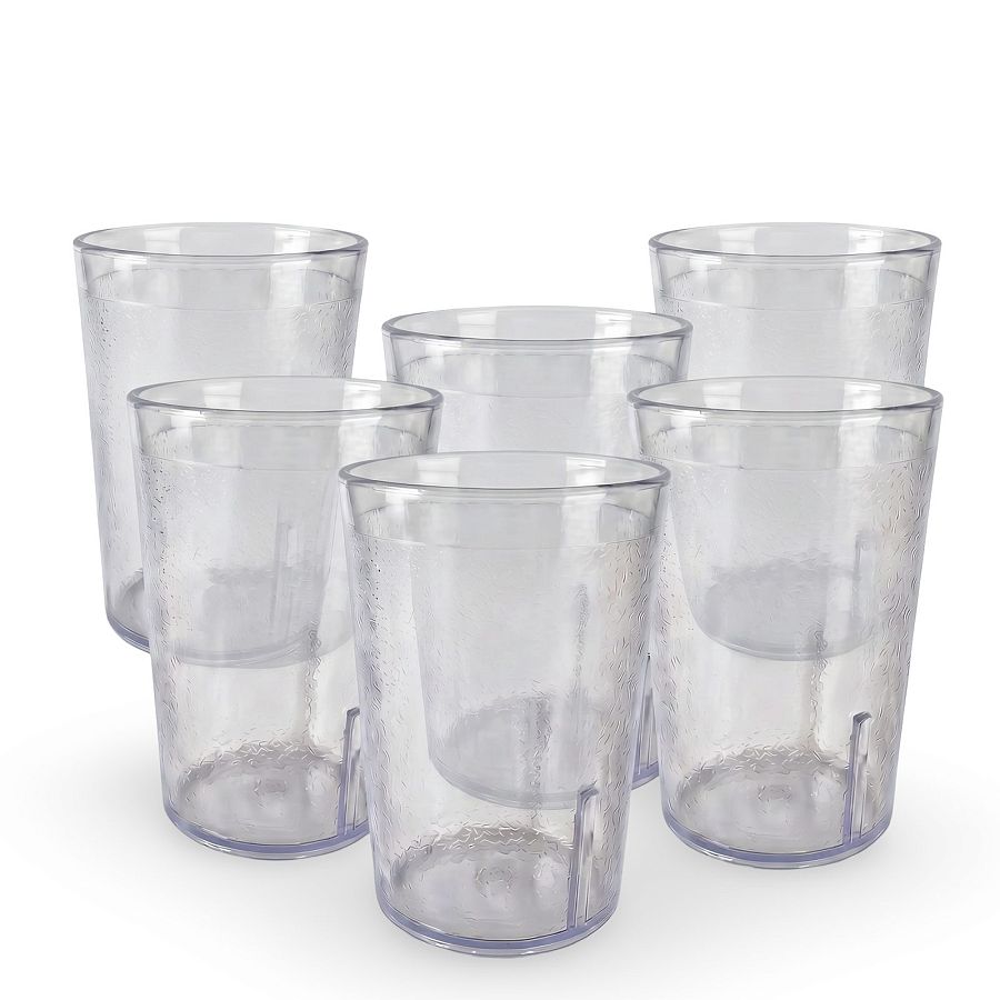 Retro Casual Restaurant Tumblers – 6 Pack | Clear, 12.6 Ounce - Specialty Snack by Cambro