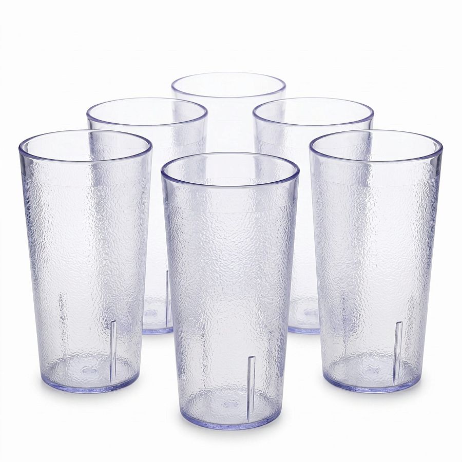 Retro Casual Restaurant Tumblers – 6 Pack | Clear, 16.4 Ounce - Specialty Snack by Cambro