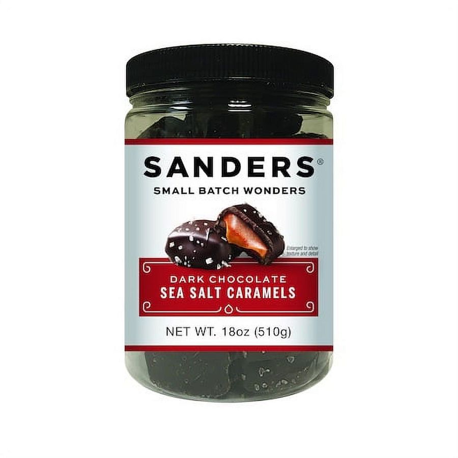 Sanders Dark Chocolate Sea Salt Caramel Thins - 18 oz. Tub - Specialty Snack by Sanders