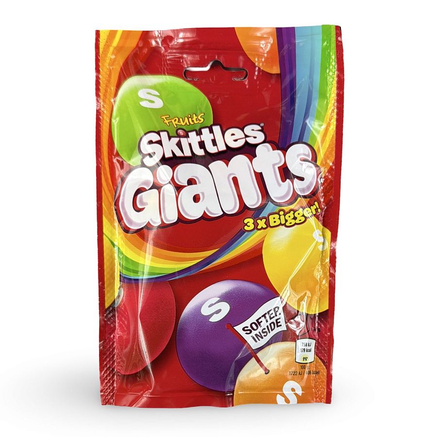 Skittles UK Imports, Giants 3x Bigger, Fruits 132 gm bag - Specialty Snack by Skittles
