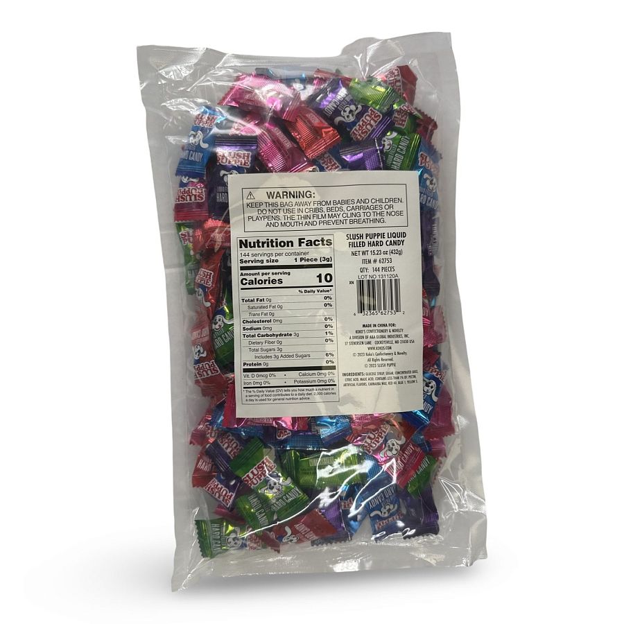 Slush Puppie Liquid Filled Hard Candy, Grape, Blue Raspberry, Cherry, Strawberry, Watermelon, 144 Pieces, 15.3 Oz - Specialty Snack by Slush Puppie