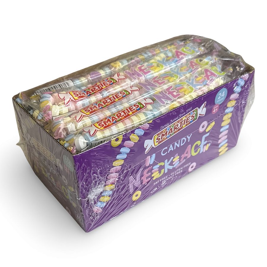 Smarties Candy Necklaces Individually Wrapped, Fruit Flavored Bulk Candy on Stretch String, 24 Count - Specialty Snack by Smarties