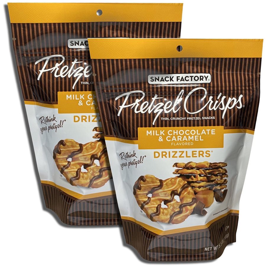 Snack Factory Milk Chocolate Pretzel Crisps Drizzlers 5.5 Ounce, 2 Packs - Specialty Snack by Snack Factory