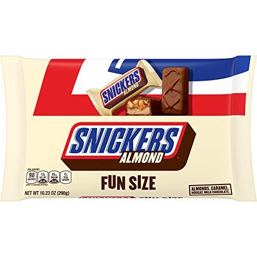 SNICKERS Almond Fun Size Milk Chocolate Candy Bars, 10.23 oz Bag - Specialty Snack by Mars Snackfoods