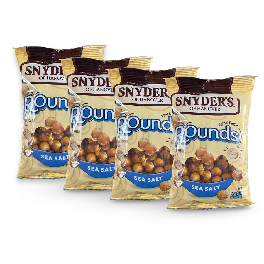 Snyder's of Hanover Pretzels – 3.5 oz Bags, 4 Pack | Rounds Sea Salt - Specialty Snack by Snyder's of Hanover