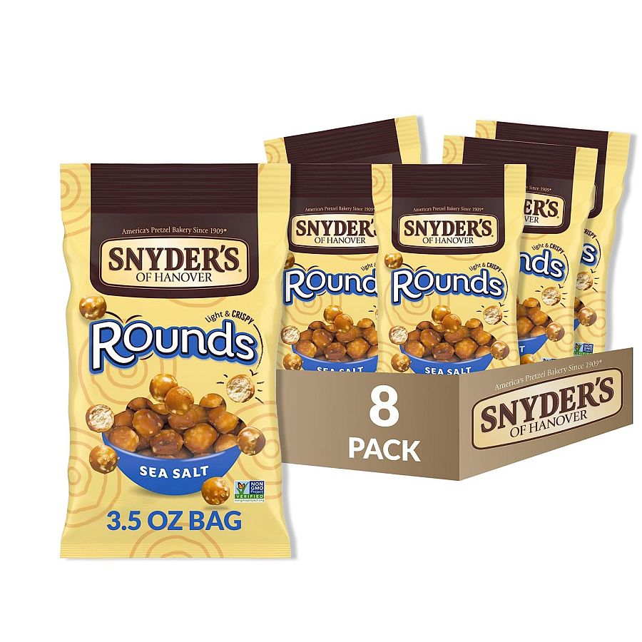 Snyder's of Hanover Pretzels, Rounds, Sea Salt, 3.5 Ounce (Pack Of 8) - Specialty Snack by Snyder's of Hanover