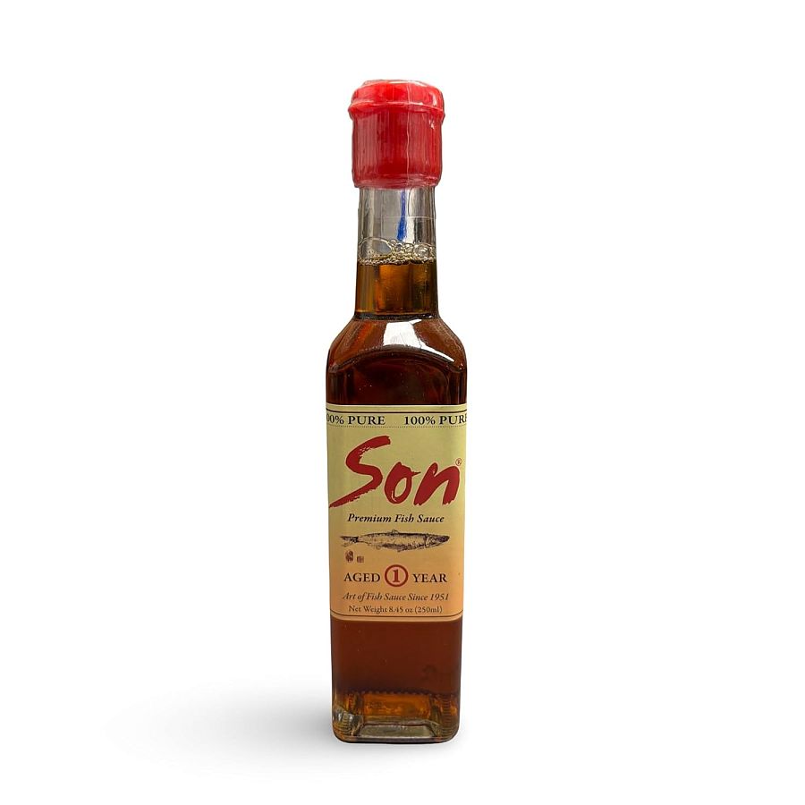 Son Fish Sauce, First-Press Vietnamese Fish Sauce 250 mL | 100% Anchovy + Sea Salt, No Additives | Naturally Fermented for Deep Umami | Clean-Label V - Specialty Snack by Son Fish Sauce