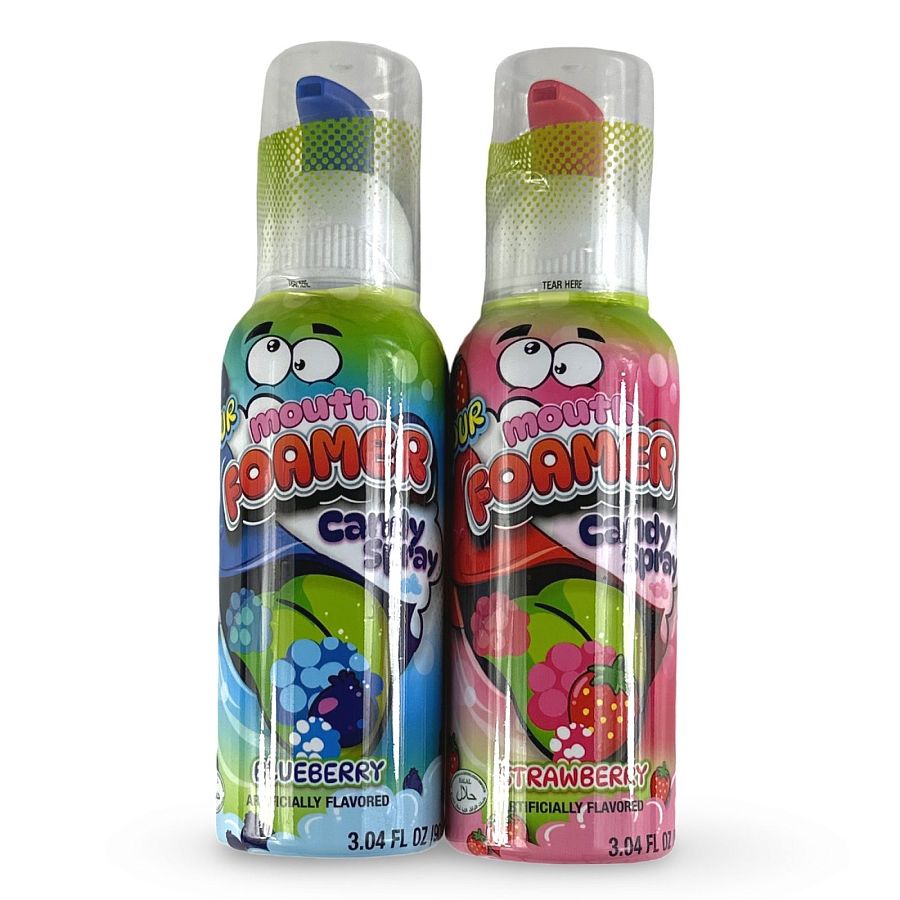 Sour Candy 2-Pack Variety | Build Your Own Assortment, Strawberry and Blueberry Sour Candy Mouth Foamer Spray Candy - Specialty Snack by Tribeca Curations