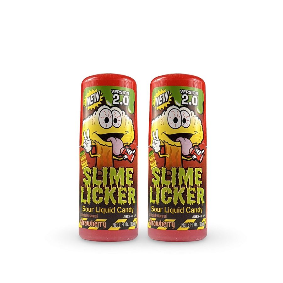 Sour Candy 2-Pack Full Size Strawberrry Slime Lickers - Specialty Snack by Slime Licker