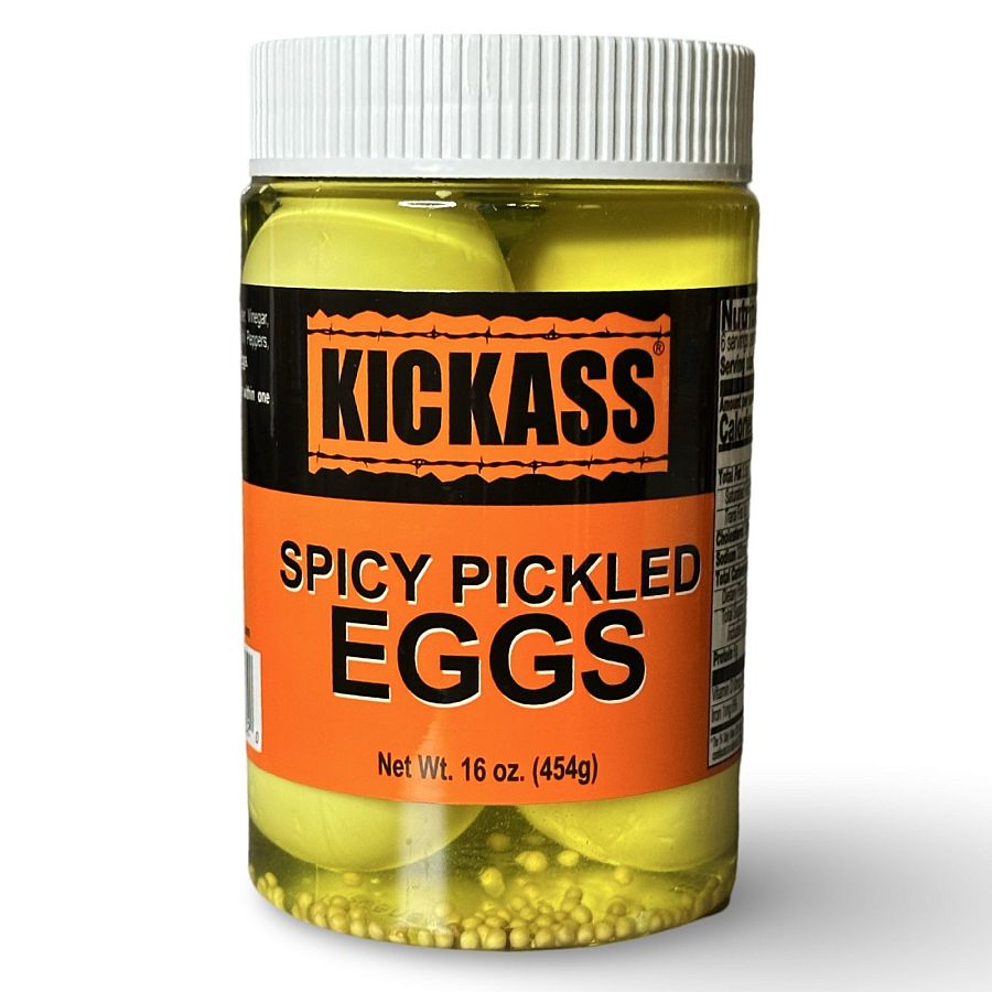 Spicy Pickled Eggs, 16 Oz Jar - Specialty Snack by Kickass