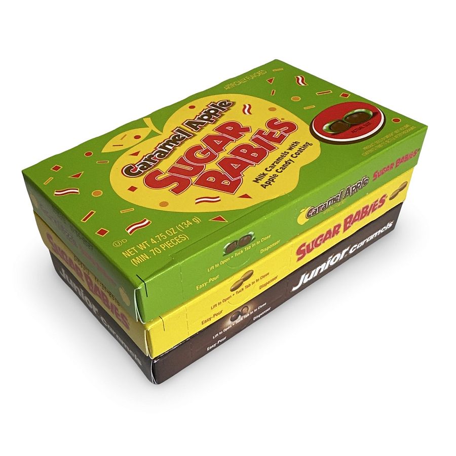 Sugar Babies Candy Coated Caramels Variety Featurig Caramel Apple, Original and Junior Caramels, Movie Theater Boxes - Specialty Snack by Tootsie Roll