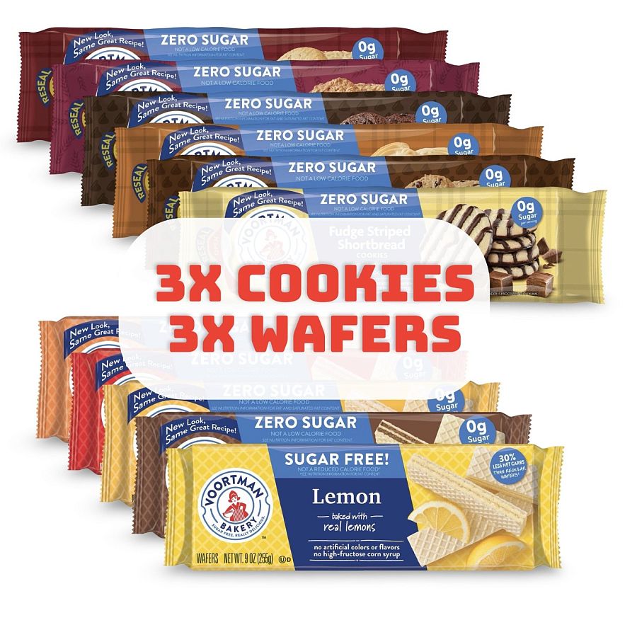 Voortman Sugar Free Cookies & Wafers Variety Surprise Pack – 3 Unique Cookies & 3 Unique Wafers | 6 Pack Rotating Flavors - Specialty Snack by Voortman