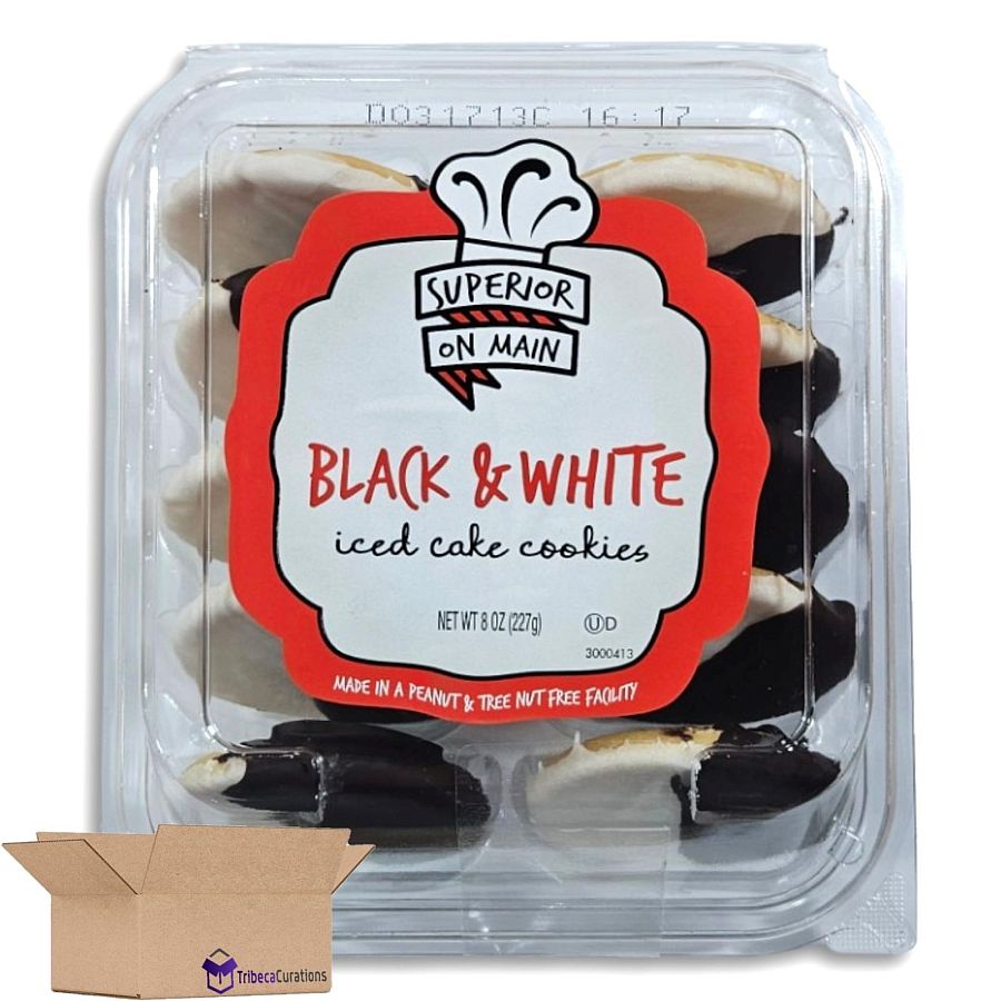 Superior On Main 10x Mini Black & White Iced Cake Cookies - Specialty Snack by Superior on Main