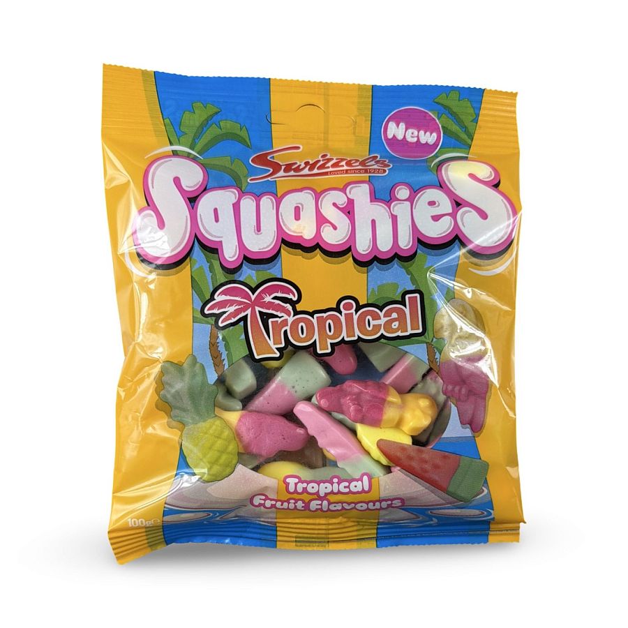 Swizzels Squashies Imported Candy – 100 g Bag | Tropical - Specialty Snack by Swizzles