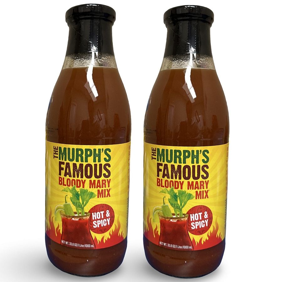 The Murph's Famous Bloody Mary Mix, Hot & Spicy 33.8 fl oz (Pack of 2) - Specialty Snack by The Murph's Famous