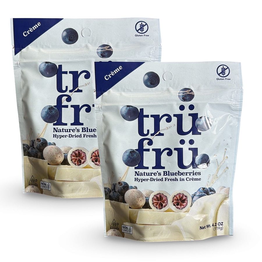 Tru Fru Chocolate & Creme Covered Real Fruit – 2 Pack (3.4 oz Each) | Blueberries In Crème - Specialty Snack by Tru Fru