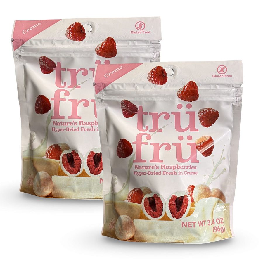 Tru Fru Chocolate & Creme Covered Real Fruit – 2 Pack (3.4 oz Each) | Raspberries In Crème - Specialty Snack by Tru Fru