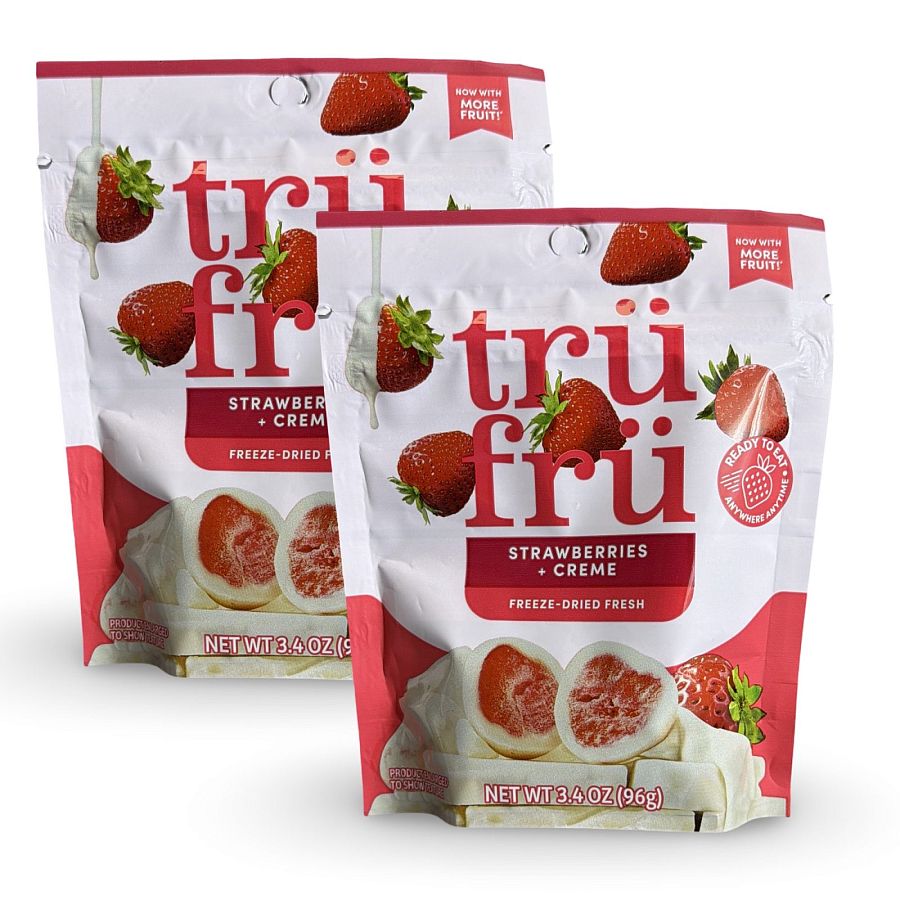 Tru Fru Chocolate & Creme Covered Real Fruit – 2 Pack (3.4 oz Each) | Strawberries In Crème - Specialty Snack by Tru Fru