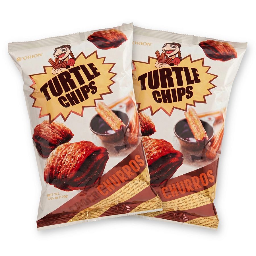 Turtle Chips Korean 4-Layer Crispy Snack Chips, 2 Pack | Choco Churro - Specialty Snack by Turtle Chips