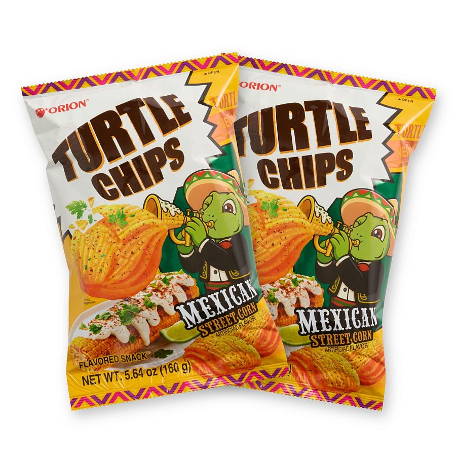 Turtle Chips Korean 4-Layer Crispy Snack Chips, 2 Pack | Mexican Street Corn - Specialty Snack by Turtle Chips