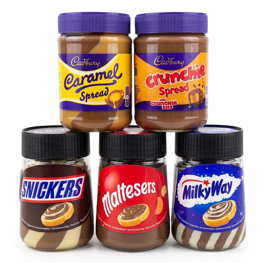 UK Imported Chocolate Spreads in Glass Jars, Choose Cadbury Caramel, Cadbury Crunchie, Maltesers, Snickers or Milky Way - Specialty Snack by Milky Way