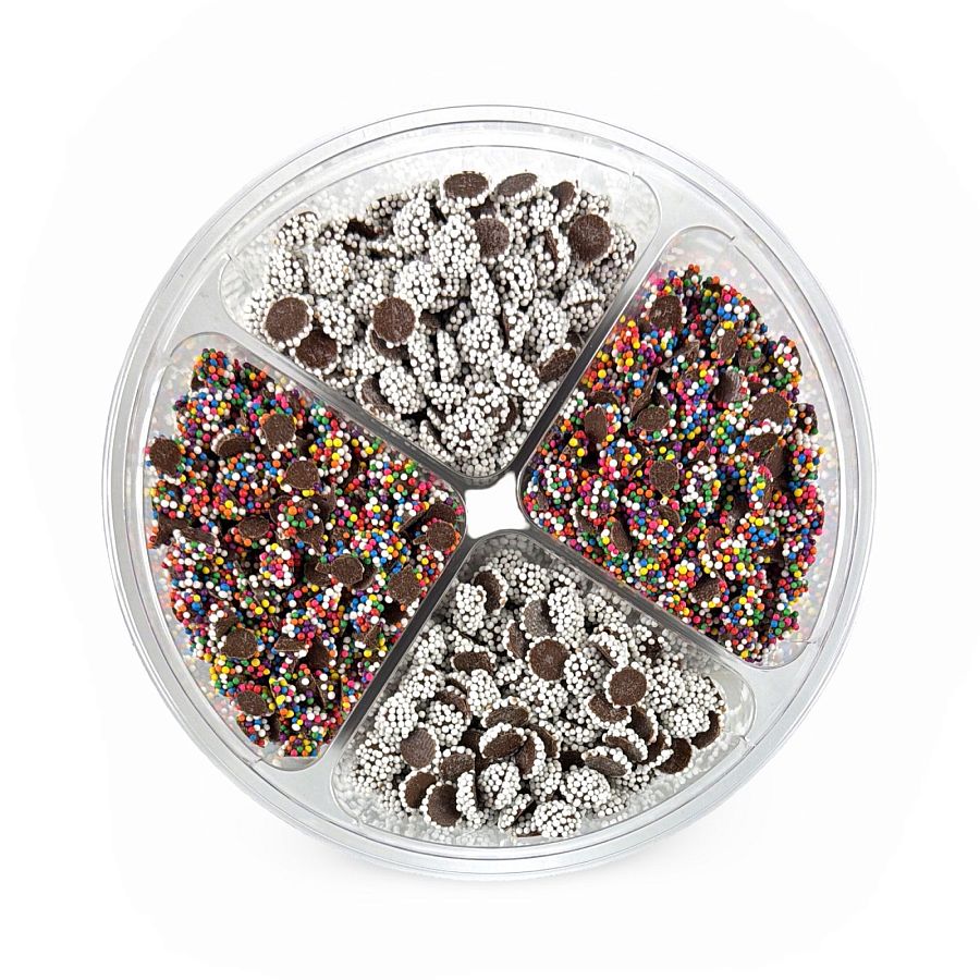 Ultimate Candy & Treats Variety Tray – Over 1 lb, Gourmet Rainbow & Snow Mini Nonpariels - Specialty Snack by Tribeca Curations