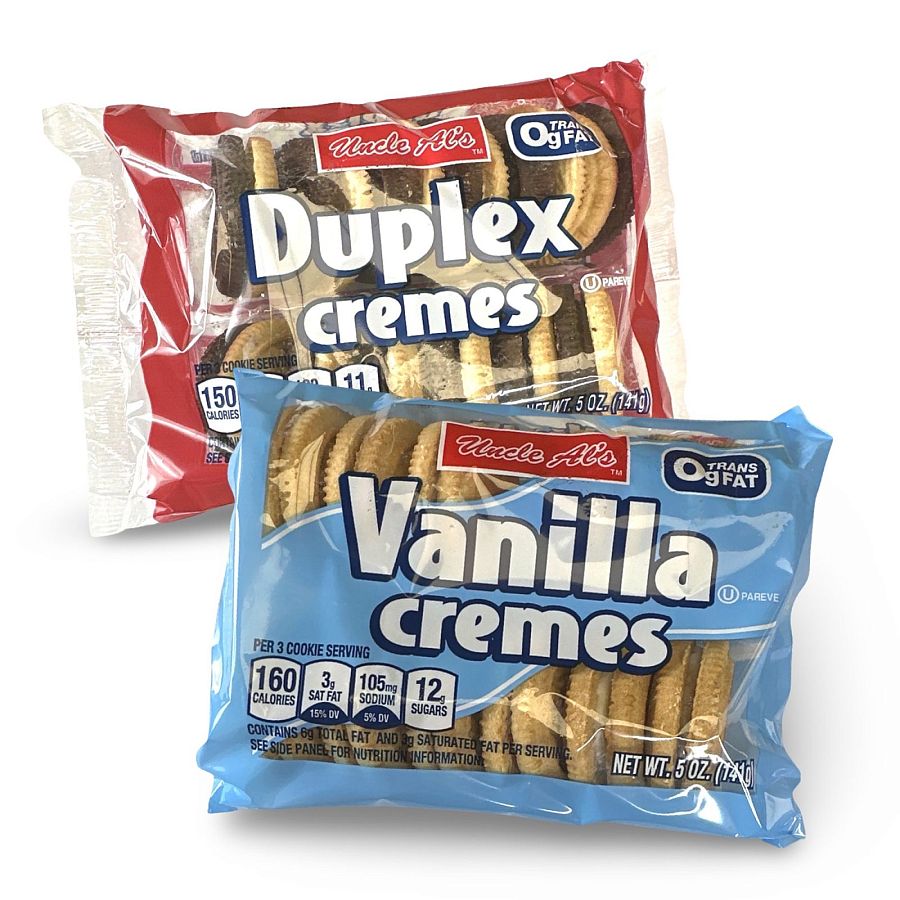 Uncle Al's Vanilla & Duplex Cremes Cookies Combo 5 Oz, 2 Packs - Specialty Snack by Uncle Al's