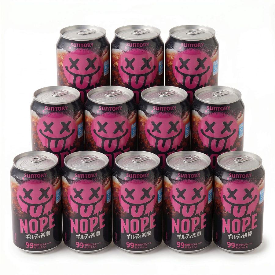 Viral Japanese Suntory NOPE Guilty Soda, 99+ Fruit & Spice Flavors, 340ml Cans, 12 Pack - Specialty Snack by NOPE