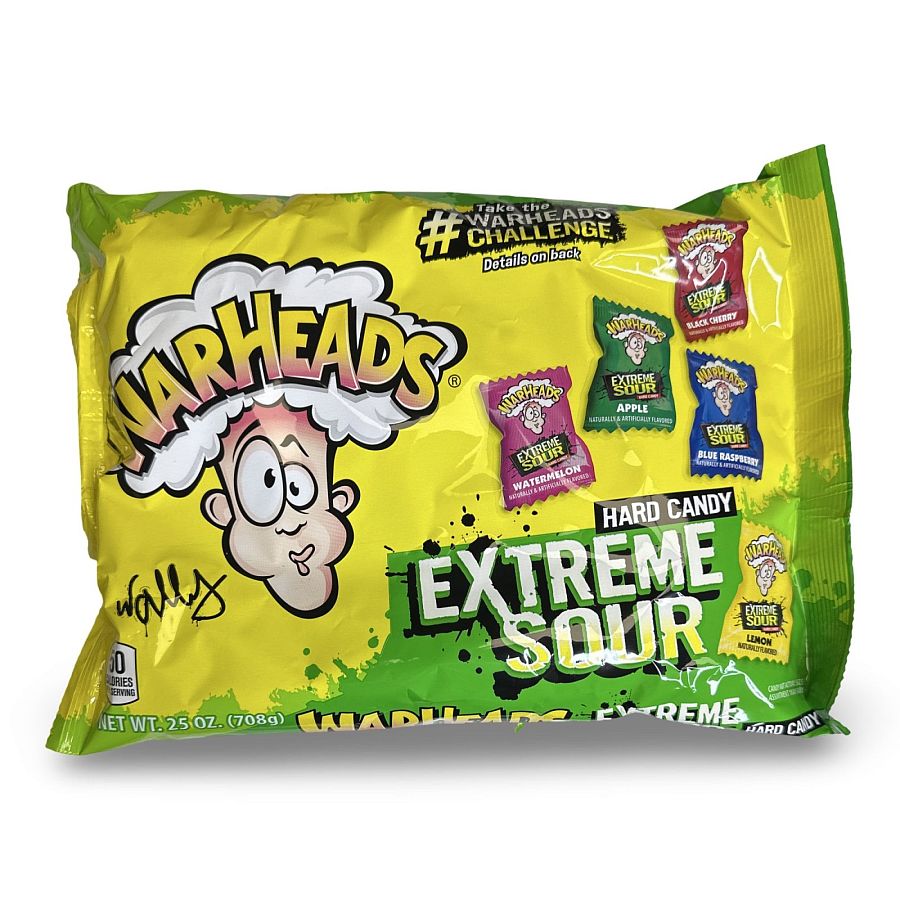 Warheads Extreme Sour Hard Candy, 25 Oz Bag Featuring Watermelon, Apple, Blue Raspberry, Lemon and Black Cherry (~175 Pieces) - Specialty Snack by Warheads