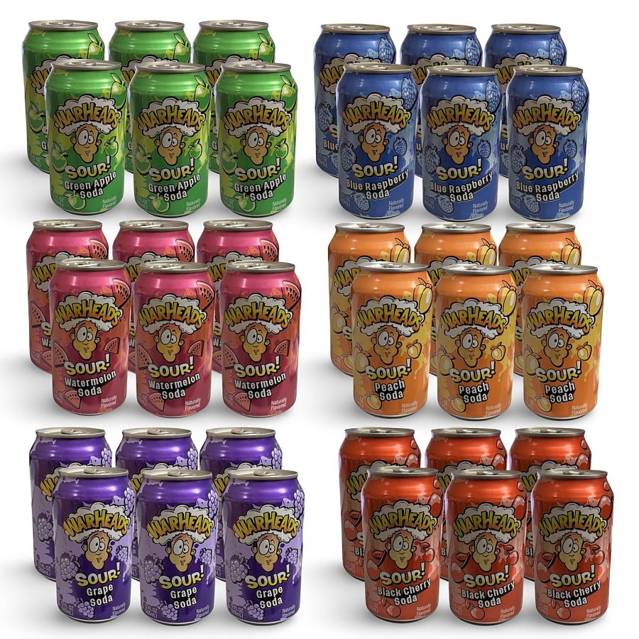 Warheads Flavored Soda Drinks 6 Cans, Choose Flavor or Variety Pack Sour Candy Inspired Soda - Specialty Snack by Warheads