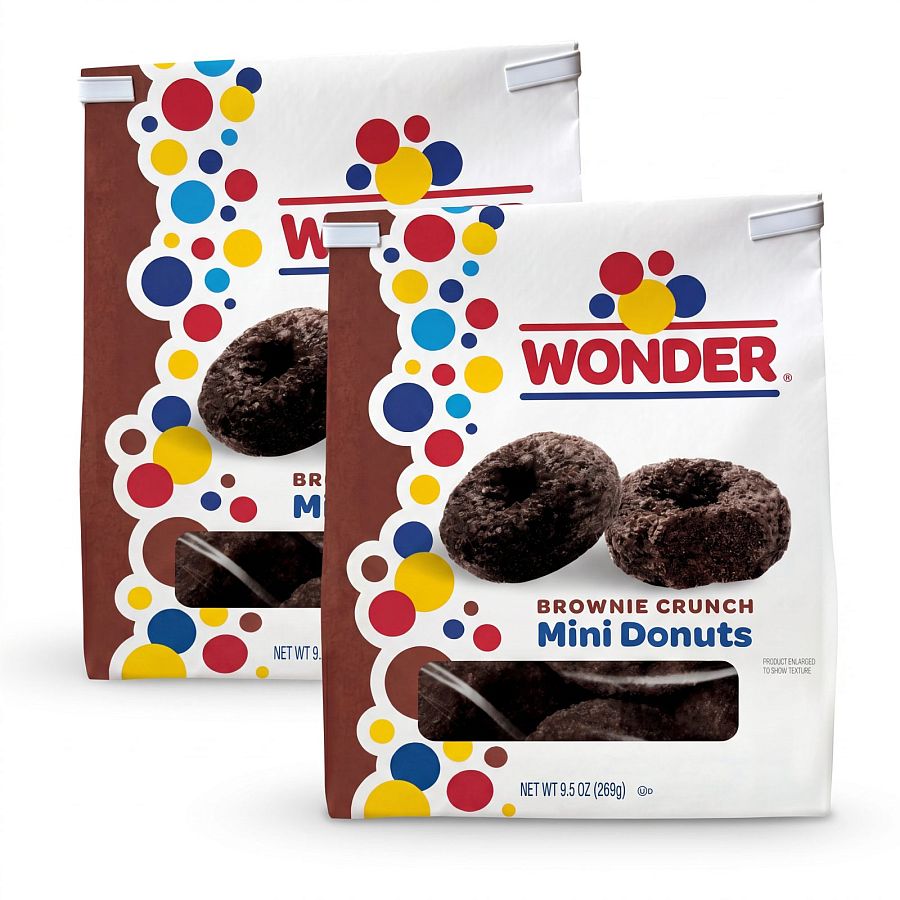 Wonder Mini Donuts, 10 oz Bags | Brownie Crunch (2 Bags) - Specialty Snack by WONDER