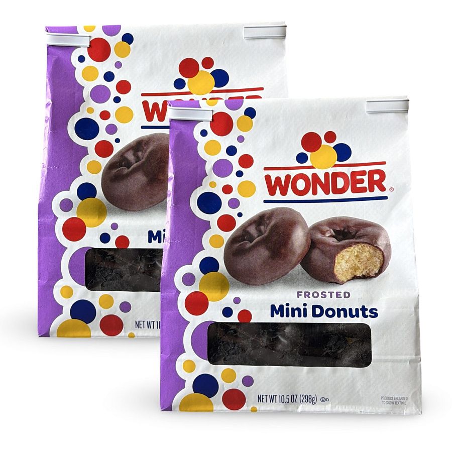 Wonder Mini Donuts – 10 oz Bags |  Chocolate Frosted (2 Bags) - Specialty Snack by Wonder