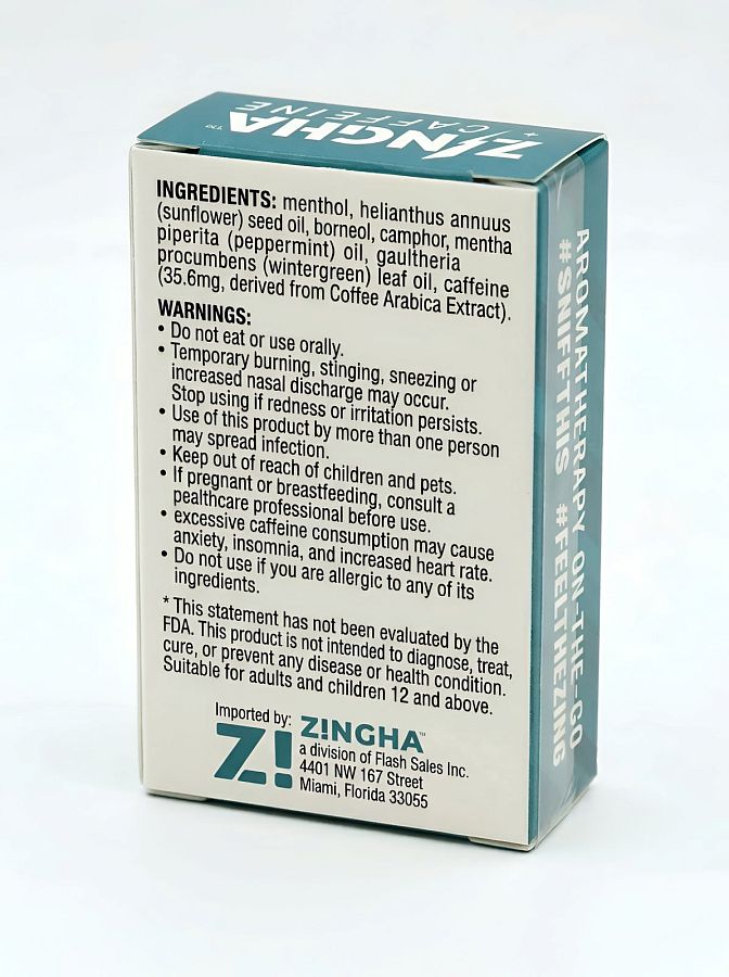 Z!NGHA Double Herbal Inhalers | Aromatherapy Nasal Inhaler, Caffeinated Coolmint - Specialty Snack by Z!NGHA