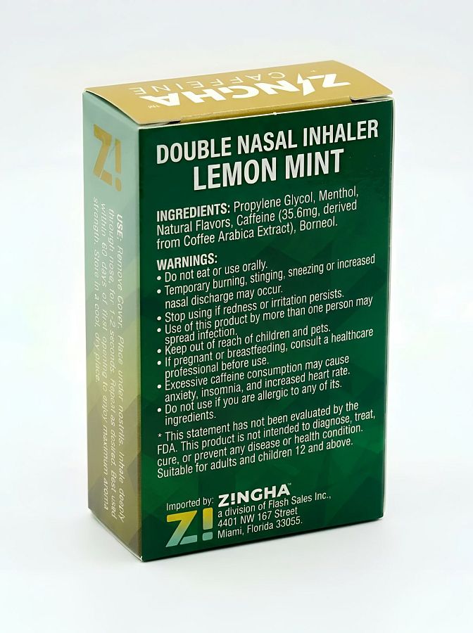 Z!NGHA Double Herbal Inhalers | Aromatherapy Nasal Inhaler, Caffeinated Lemon Mint - Specialty Snack by Z!NGHA