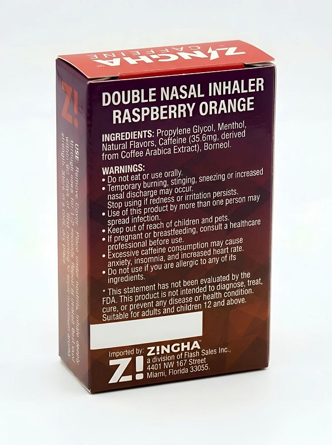 Z!NGHA Double Herbal Inhalers | Aromatherapy Nasal Inhaler, Caffeinated Razz Orange - Specialty Snack by Z!NGHA