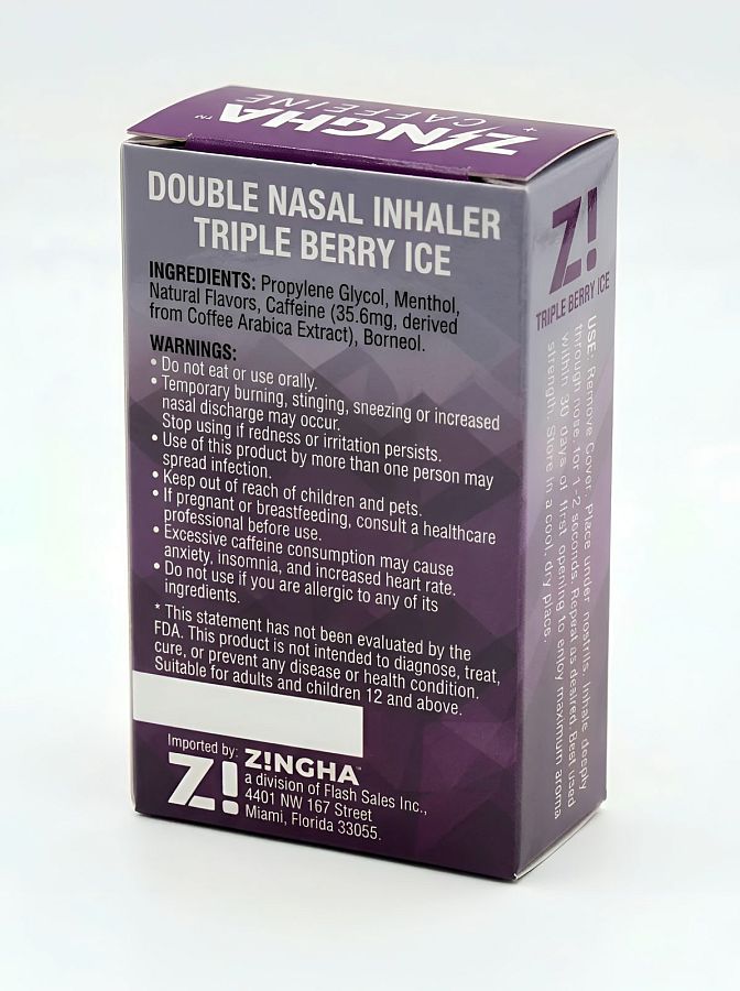 Z!NGHA Double Herbal Inhalers | Aromatherapy Nasal Inhaler, Caffeinated Triple Berry - Specialty Snack by Z!NGHA