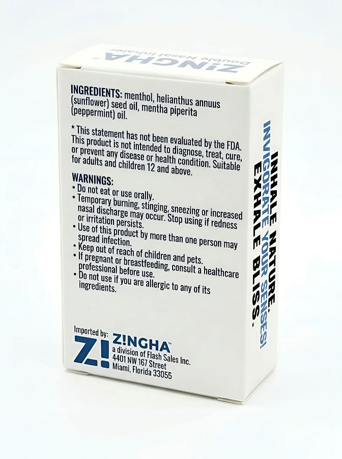 Z!NGHA Double Herbal Inhalers | Aromatherapy Nasal Inhaler, Peppermint - Specialty Snack by Z!NGHA