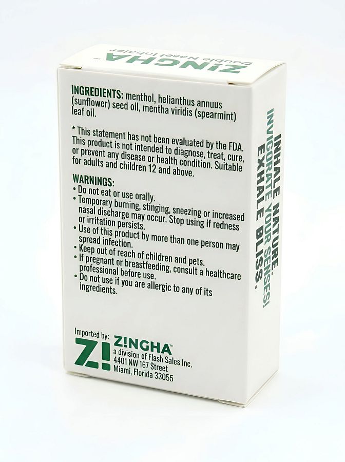 Z!NGHA Double Herbal Inhalers | Aromatherapy Nasal Inhaler, Spearmint - Specialty Snack by Z!NGHA