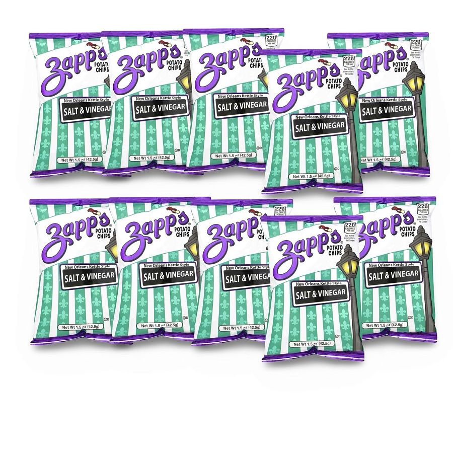 Zapp's Potato Chips 10 Pack – 1.5 oz Bags | Salt & Vinegar - Specialty Snack by Zapp's