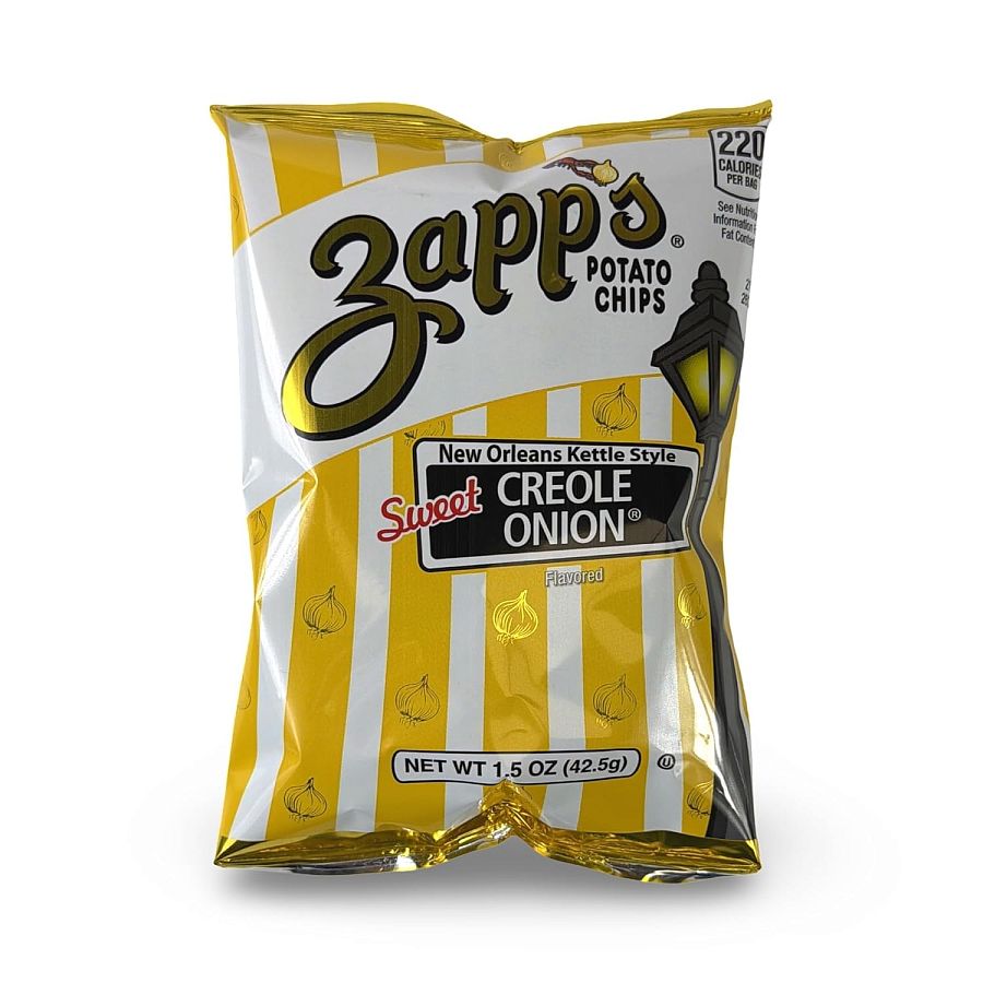 Zapp's Sweet Creole Onion Kettle Cooked Potato Chips, 1.5 oz Single Serve Bags, 60 Count Case, Louisiana Style Snack - Specialty Snack by Zapp's